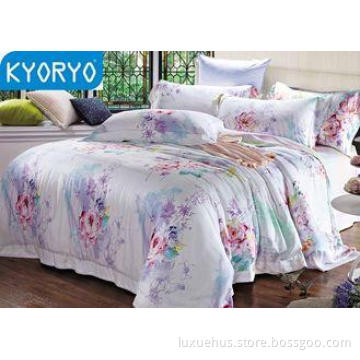 Hotel Flower Cotton 4PCS Twin Bedding Sets Soft Comfortable